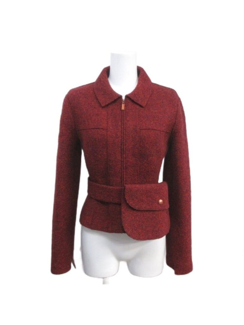 Chanel 99A Vintage Tyrolean Wool Jacket Felt Bordeaux 38